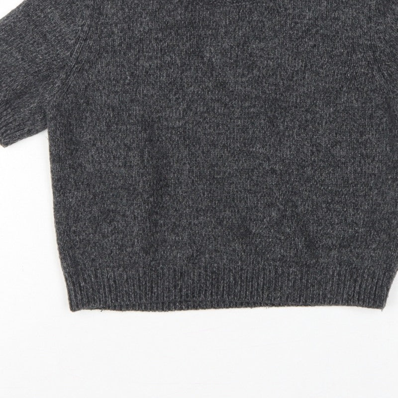 Zara Women Grey Wool Blend S Short Sleeve Crew Neck Knit Jumper