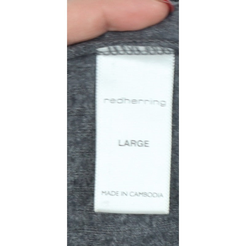 Red Herring Men’s Grey L V-Neck Ribbed Knit Pullover Jumper