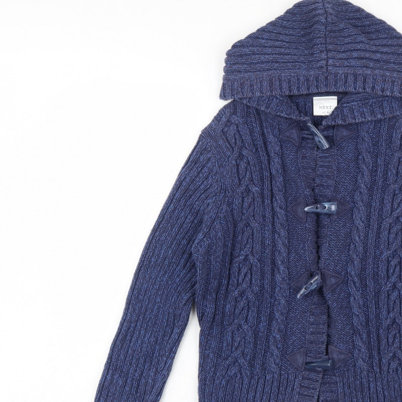 Next Women's Blue UK 16 Hooded Cable Knit Toggle Cotton Cardigan