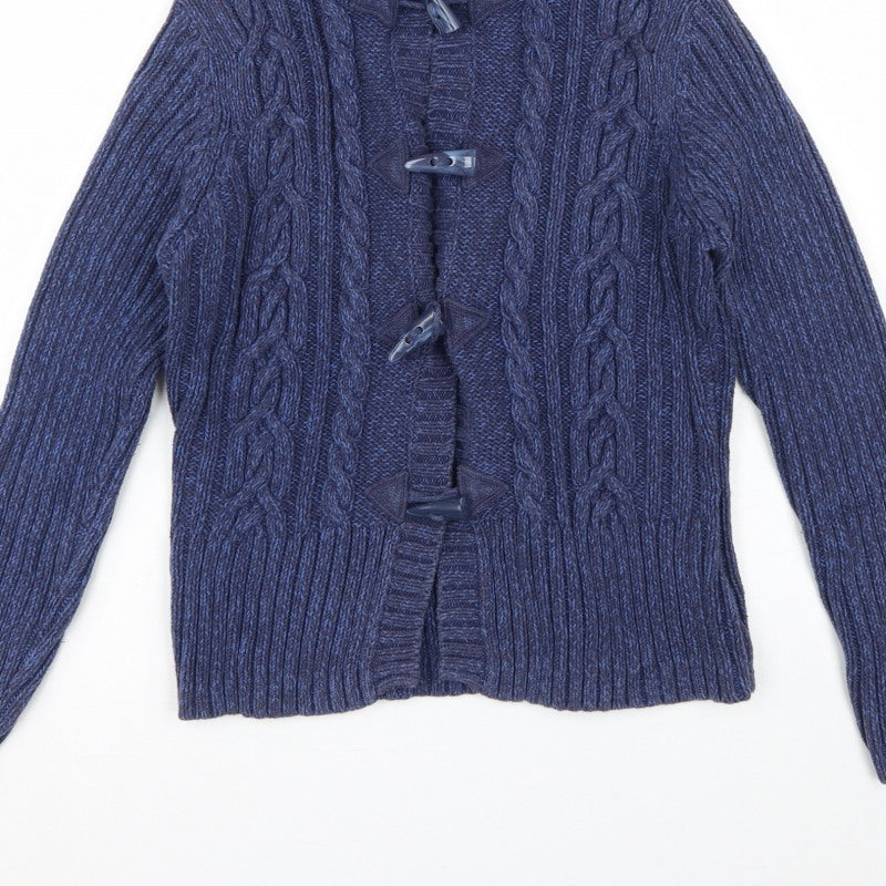 Next Women's Blue UK 16 Hooded Cable Knit Toggle Cotton Cardigan