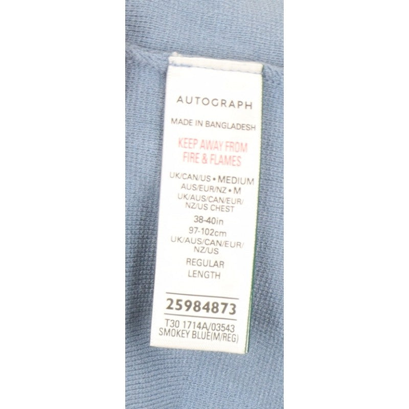 Autograph Men’s Blue M Henley Collared Knit Jumper Pocket