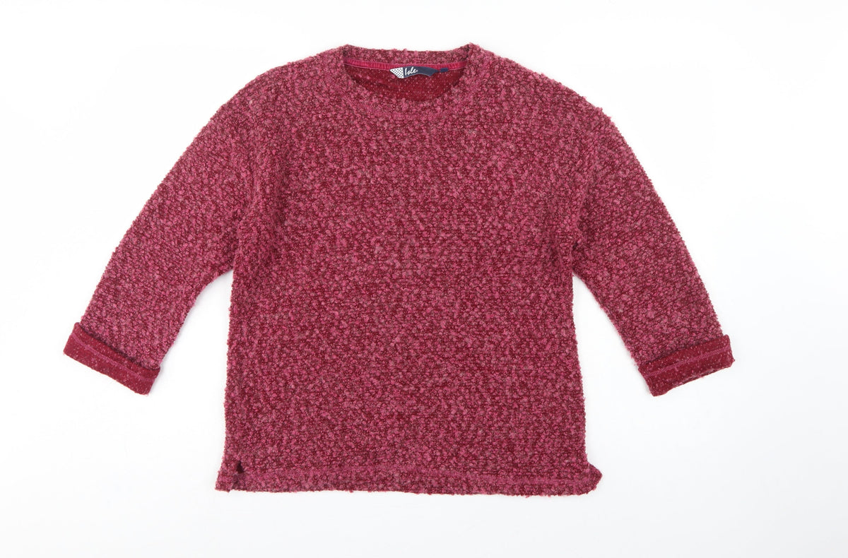 Isle Women’s Pink Bouclé Knit Jumper Size S 10-12 Round Neck