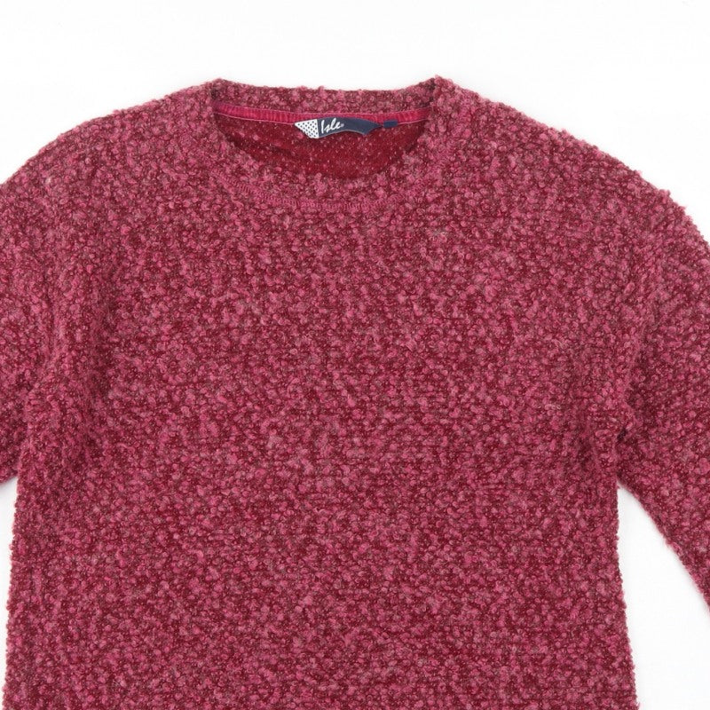 Isle Women’s Pink Bouclé Knit Jumper Size S 10-12 Round Neck