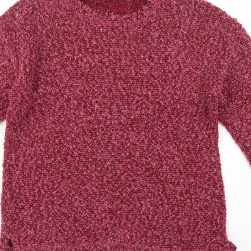 Isle Women’s Pink Bouclé Knit Jumper Size S 10-12 Round Neck