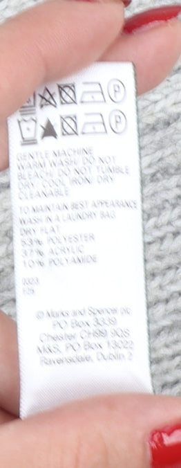 Marks and Spencer Women Grey M Cable Knit Open Cardigan