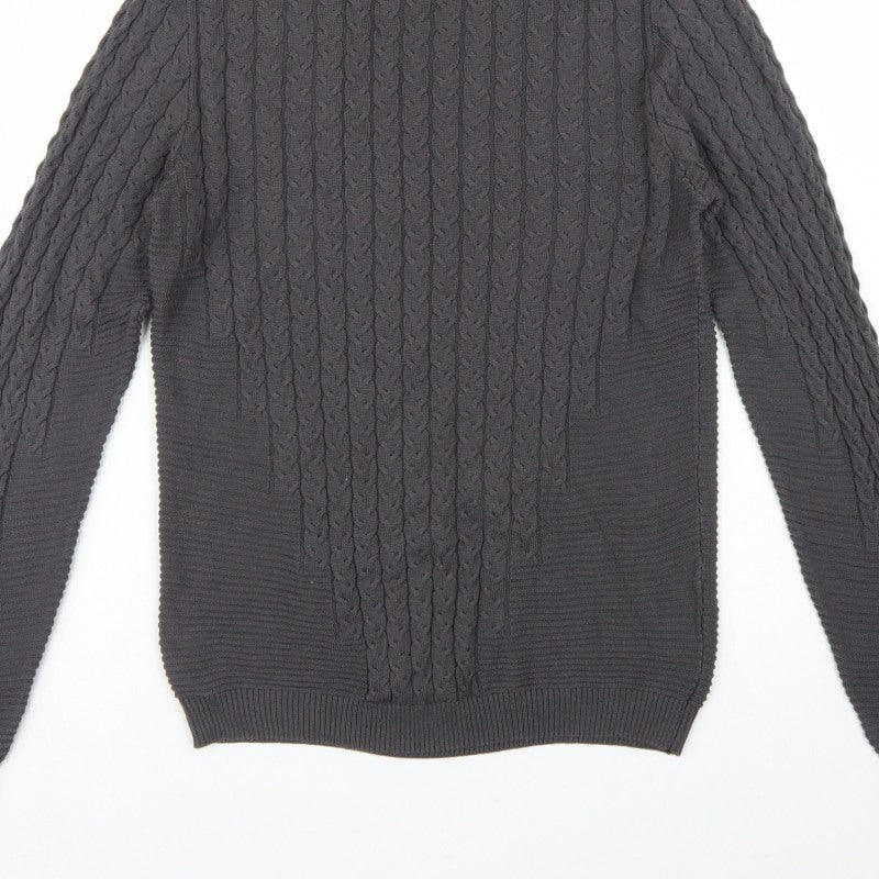 ASOS Design Men’s Grey M Cable Knit Roll Neck Pullover Jumper