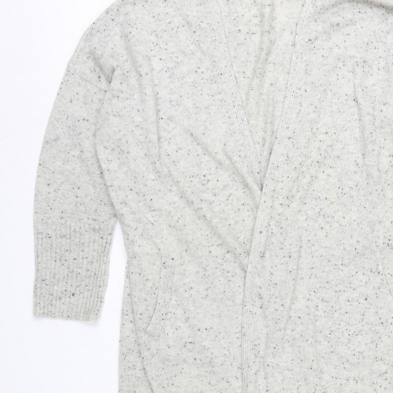 Mint Velvet Women Grey Fleck Open Longline Knit Cardigan Size 18