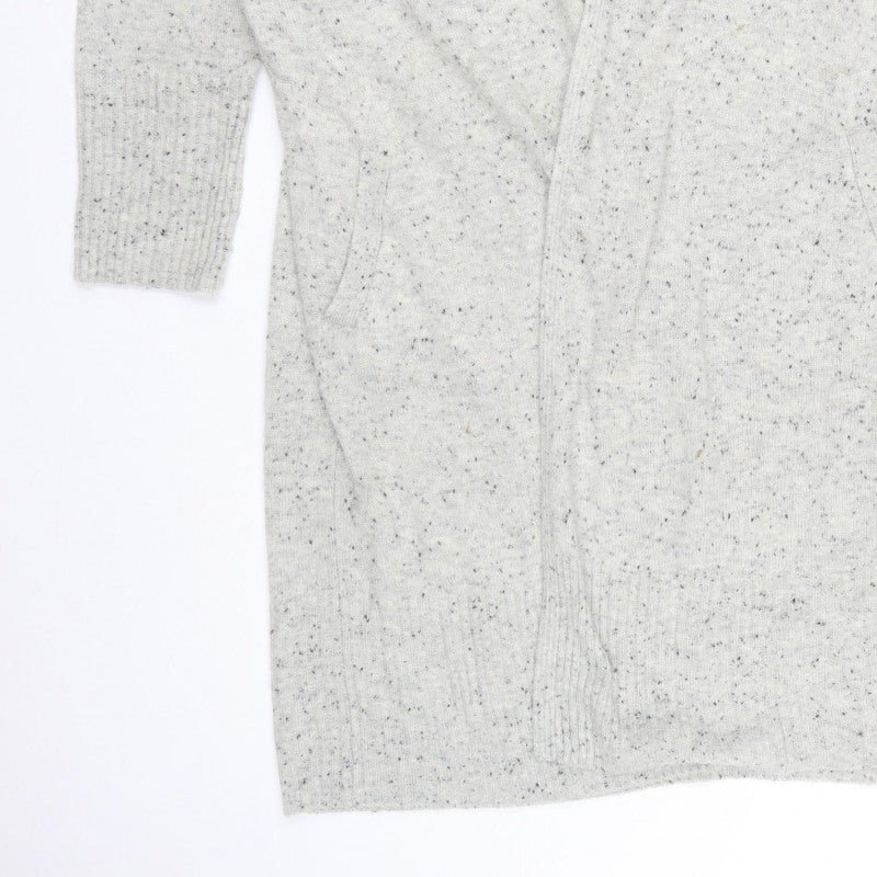 Mint Velvet Women Grey Fleck Open Longline Knit Cardigan Size 18