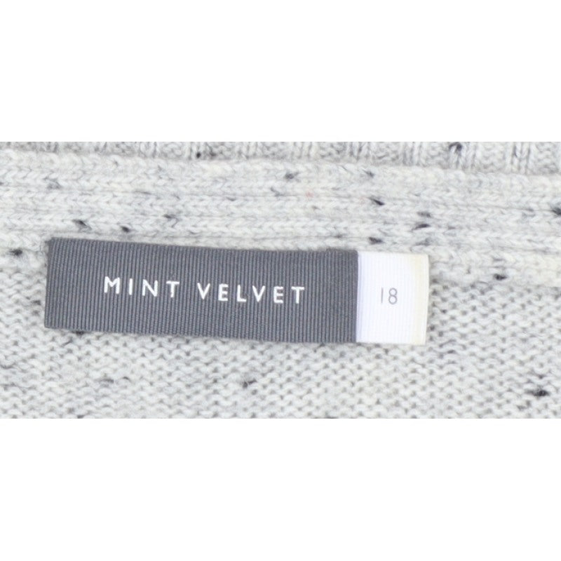 Mint Velvet Women Grey Fleck Open Longline Knit Cardigan Size 18