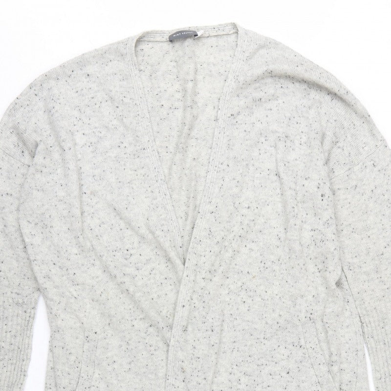 Mint Velvet Women Grey Fleck Open Longline Knit Cardigan Size 18