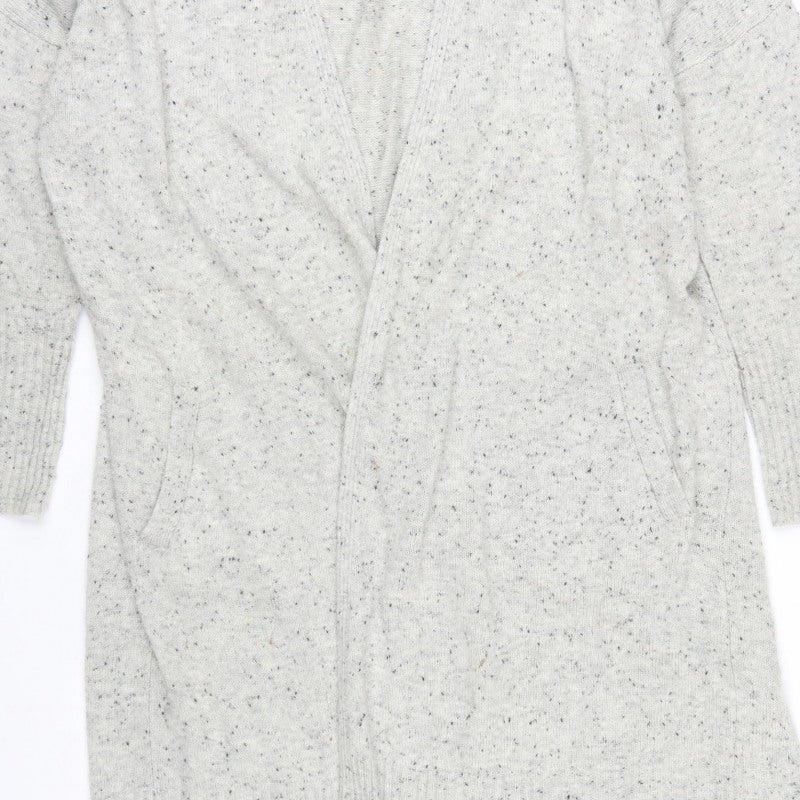Mint Velvet Women Grey Fleck Open Longline Knit Cardigan Size 18