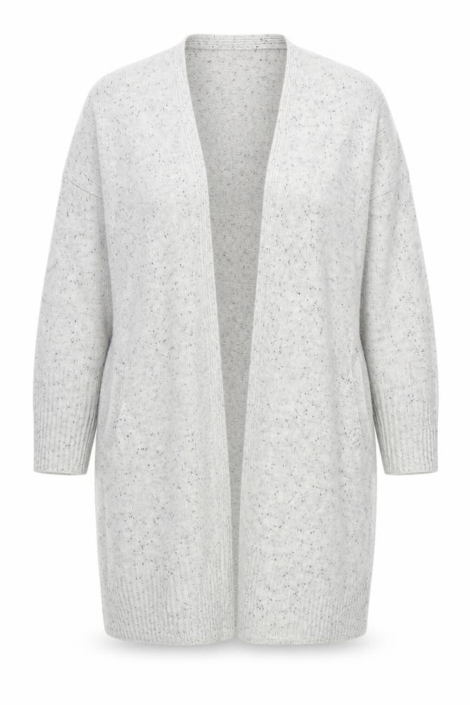 Mint Velvet Women Grey Fleck Open Longline Knit Cardigan Size 18