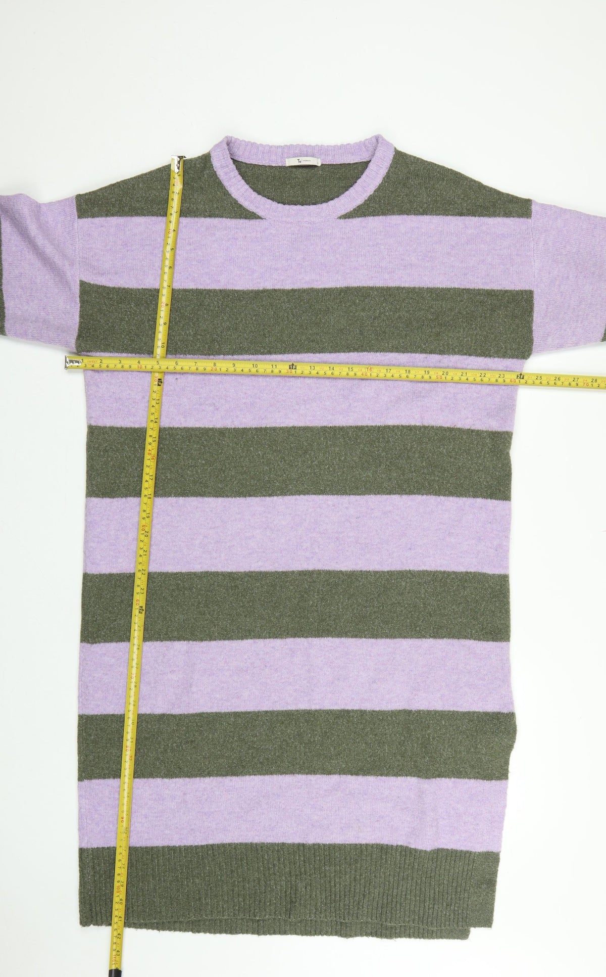 Tu Women Multicoloured Stripe Knit Jumper Dress Size 16 Long Sleeve