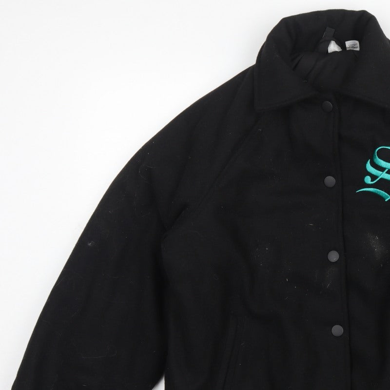 H&M Divided Women’s Black XS Slytherin Varsity Jacket Embroidered