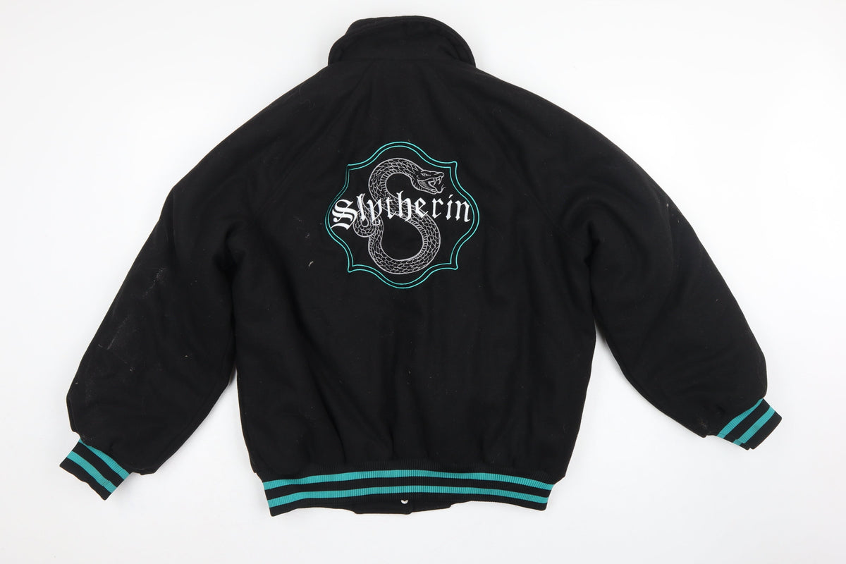 H&M Divided Women’s Black XS Slytherin Varsity Jacket Embroidered