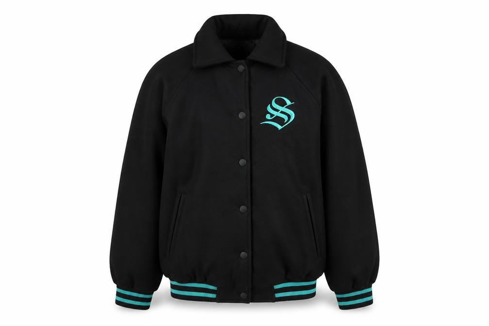 H&M Divided Women’s Black XS Slytherin Varsity Jacket Embroidered