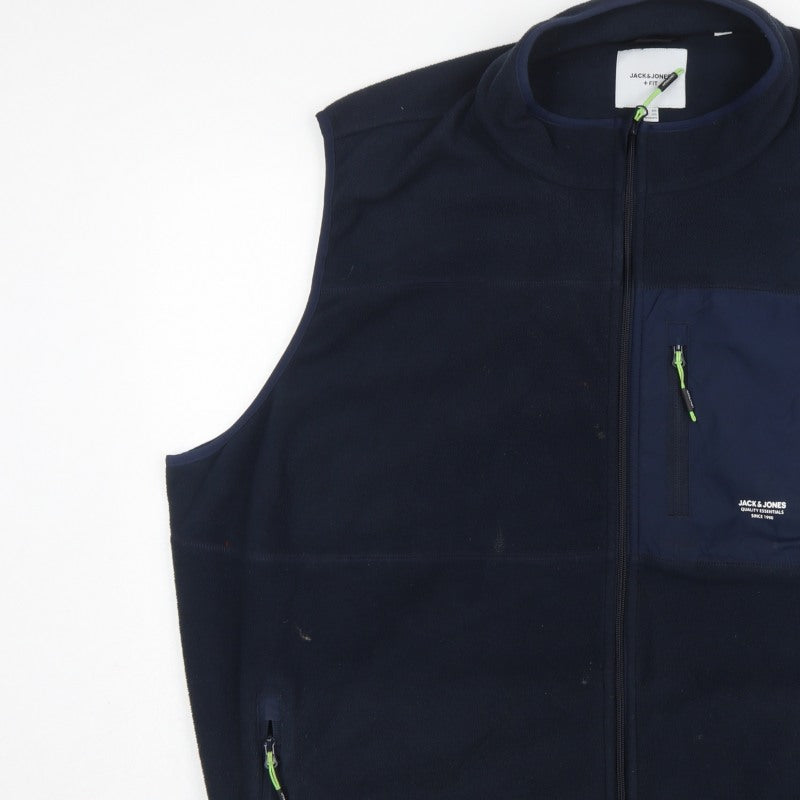 Jack & Jones Men’s Navy 4XL Fleece Bodywarmer Gilet Full Zip
