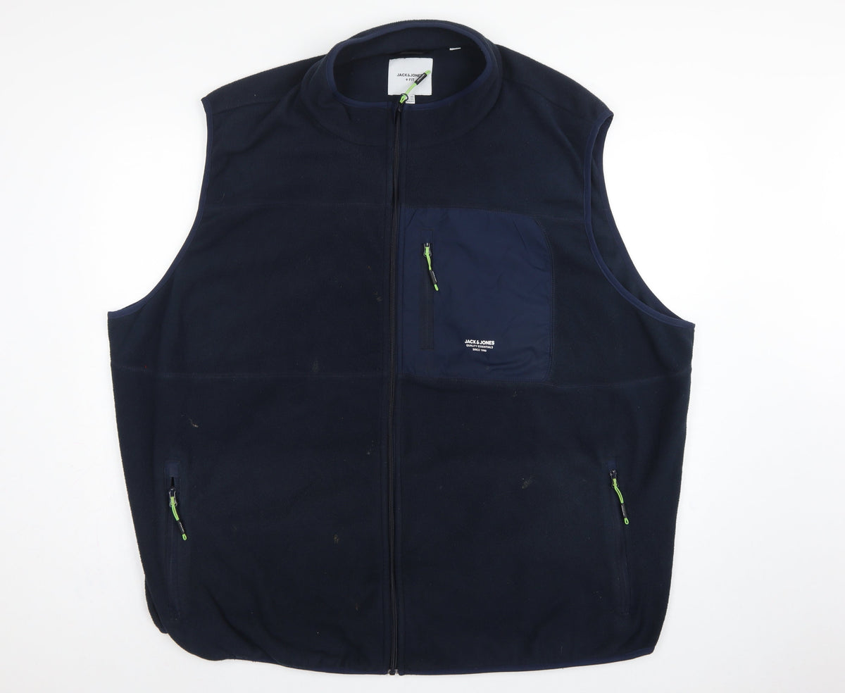 Jack & Jones Men’s Navy 4XL Fleece Bodywarmer Gilet Full Zip