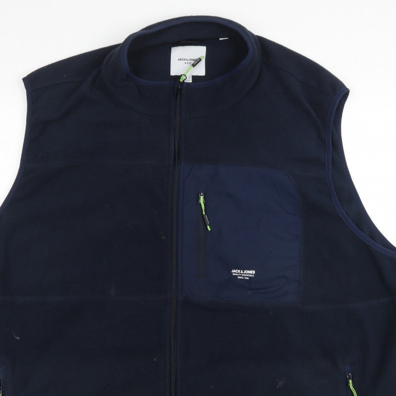 Jack & Jones Men’s Navy 4XL Fleece Bodywarmer Gilet Full Zip