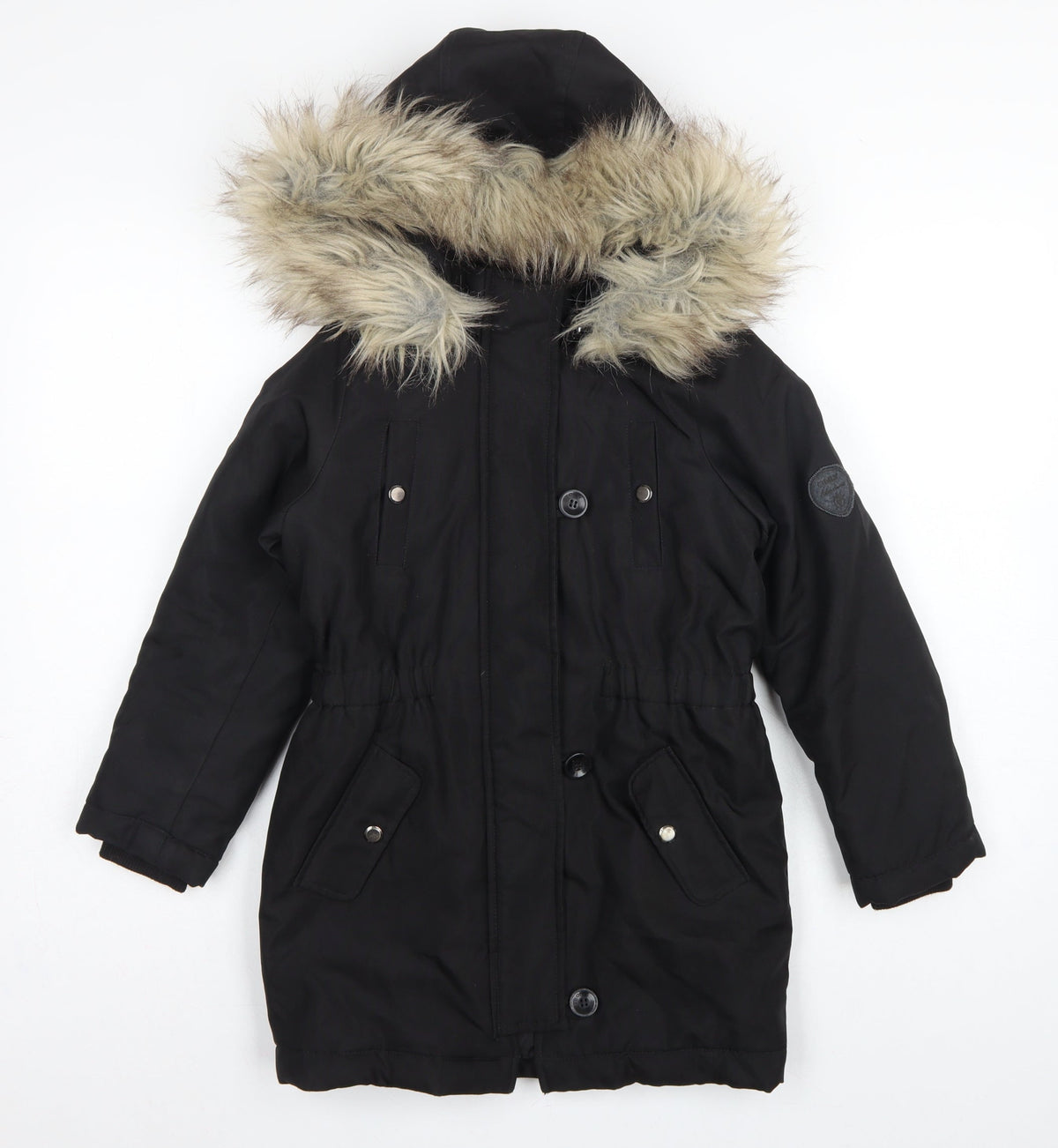 ONLY Girls Black 9 Years Faux Fur Hooded Padded Parka Coat