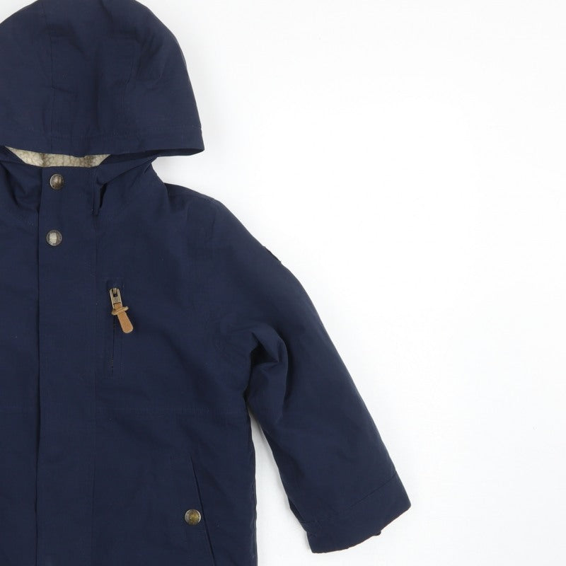 Next Boys Navy 4-5 Years Hooded Parka Coat Fleece Lined Zip