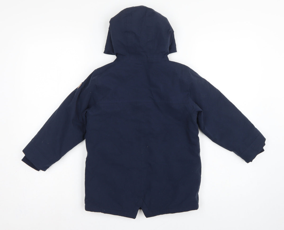 Next Boys Navy 4-5 Years Hooded Parka Coat Fleece Lined Zip