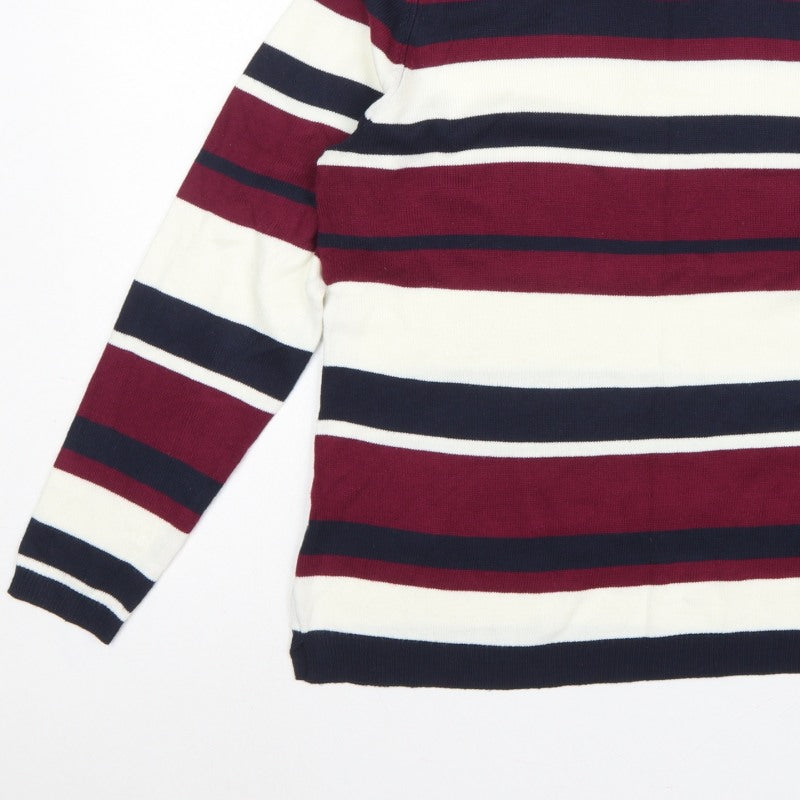 Papaya Women Multicoloured Size 16 Striped Mock Neck Acrylic Jumper