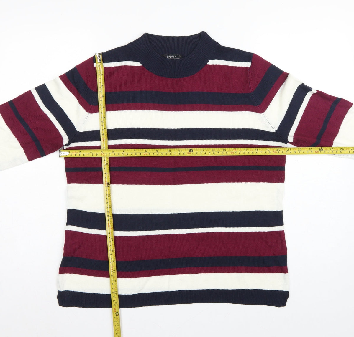 Papaya Women Multicoloured Size 16 Striped Mock Neck Acrylic Jumper