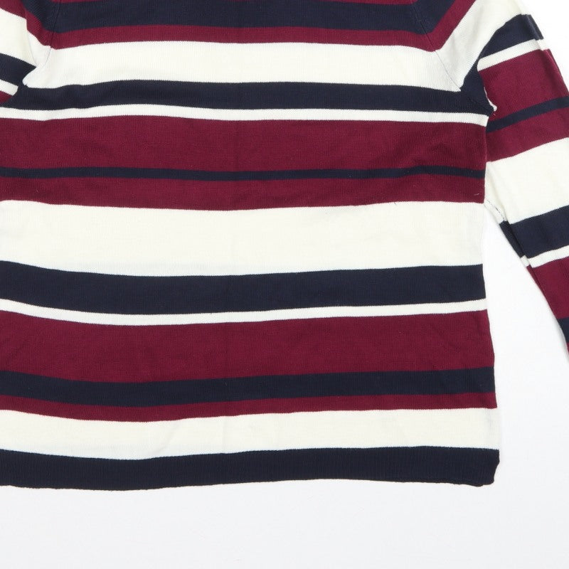 Papaya Women Multicoloured Size 16 Striped Mock Neck Acrylic Jumper