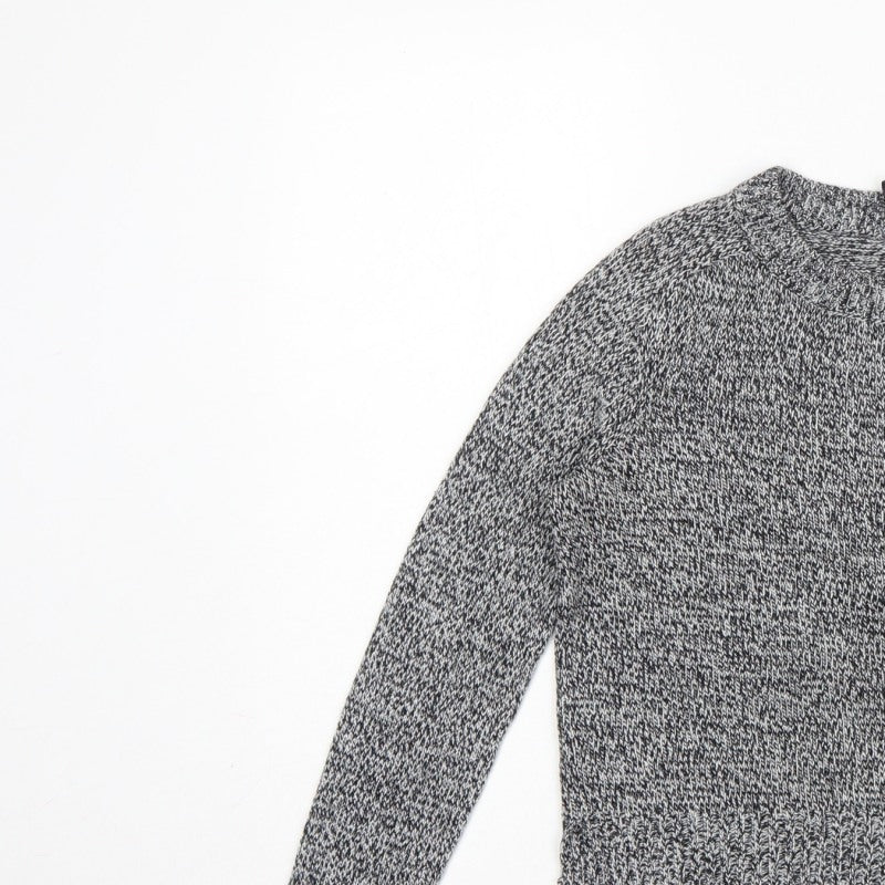H&M Divided Women Grey Marl XS Chunky Knit Crew Neck Pullover Jumper