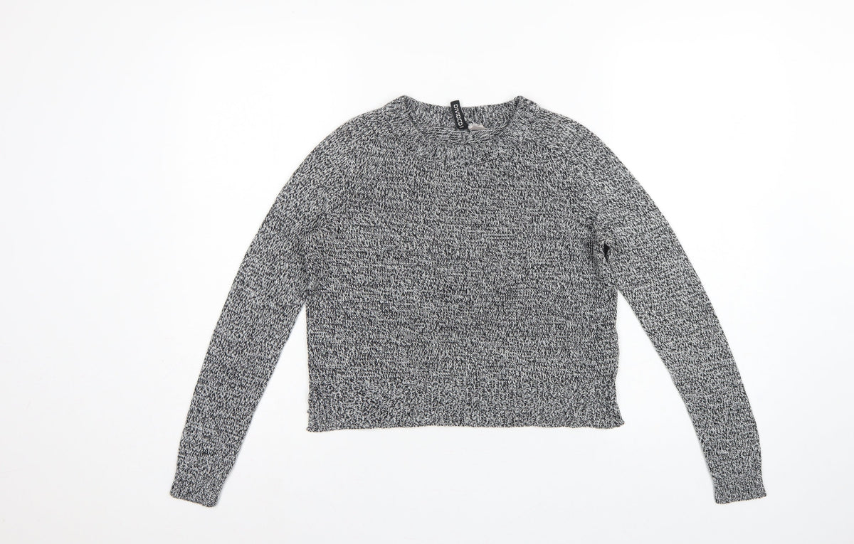 H&M Divided Women Grey Marl XS Chunky Knit Crew Neck Pullover Jumper