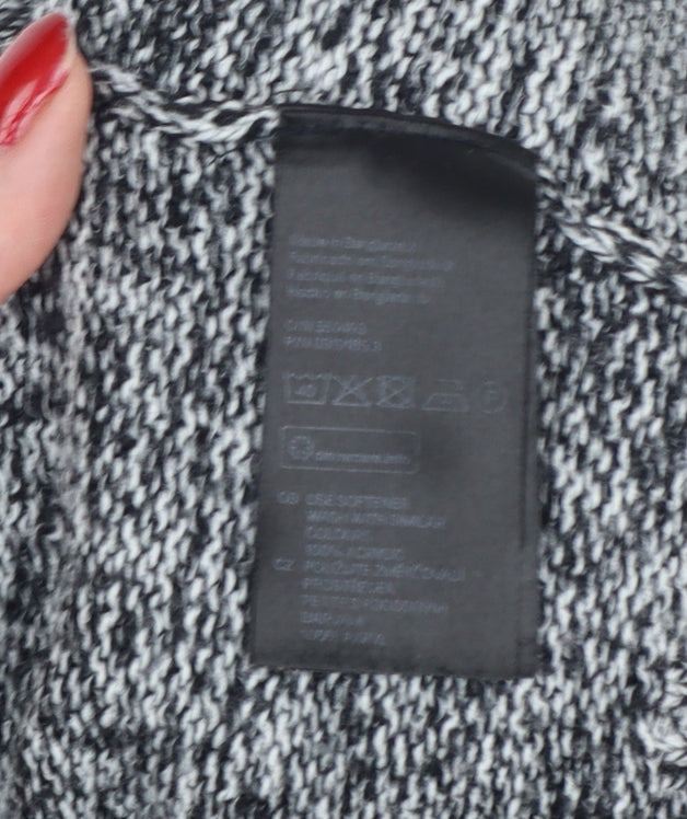 H&M Divided Women Grey Marl XS Chunky Knit Crew Neck Pullover Jumper