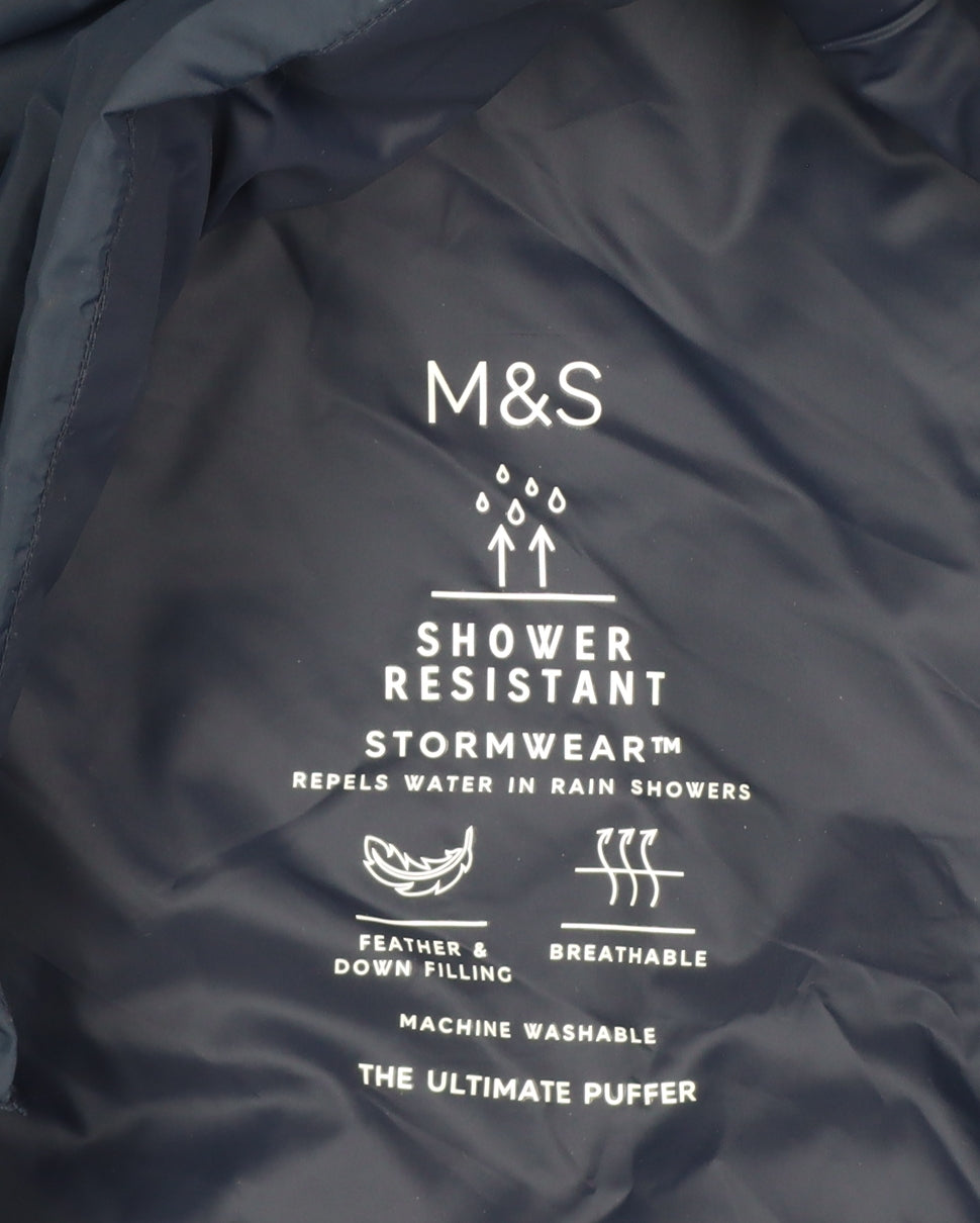 Marks & Spencer Men Navy L Stormwear Down Hooded Puffer Jacket