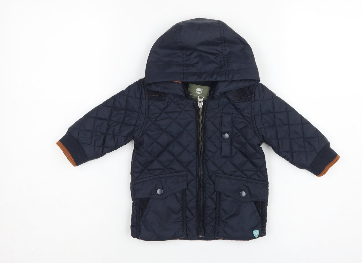 Timberland Boys Blue 6-9 Months Hooded Quilted Puffer Jacket