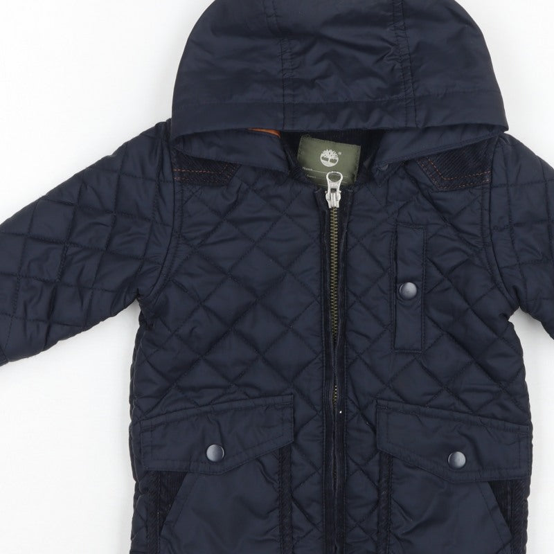 Timberland Boys Blue 6-9 Months Hooded Quilted Puffer Jacket