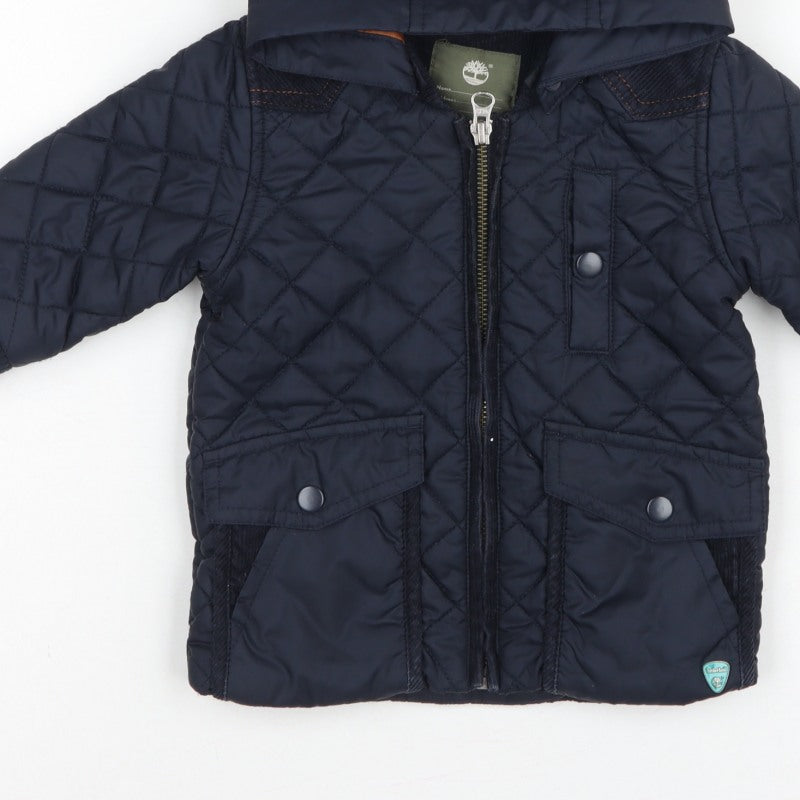 Timberland Boys Blue 6-9 Months Hooded Quilted Puffer Jacket