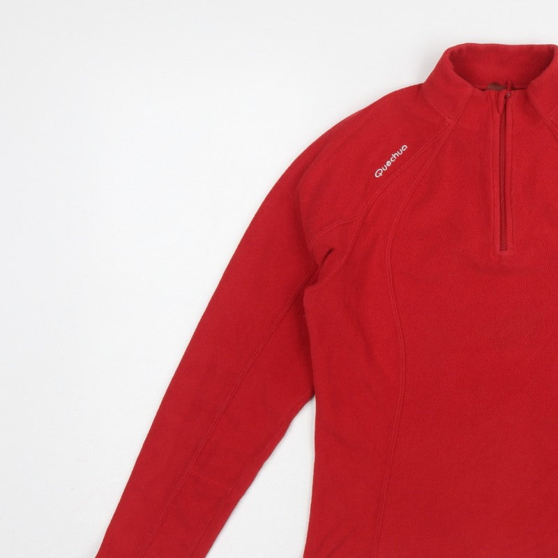 Quechua Women Red UK 12 Fleece 1/2 Zip Raglan Sweatshirt Hiking