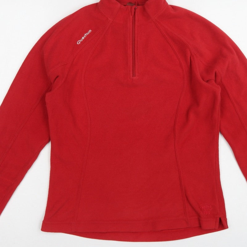 Quechua Women Red UK 12 Fleece 1/2 Zip Raglan Sweatshirt Hiking
