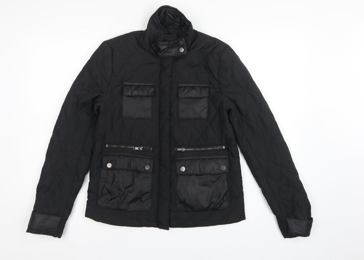 H&M Women’s Black UK 4 Quilted Padded Zip Jacket