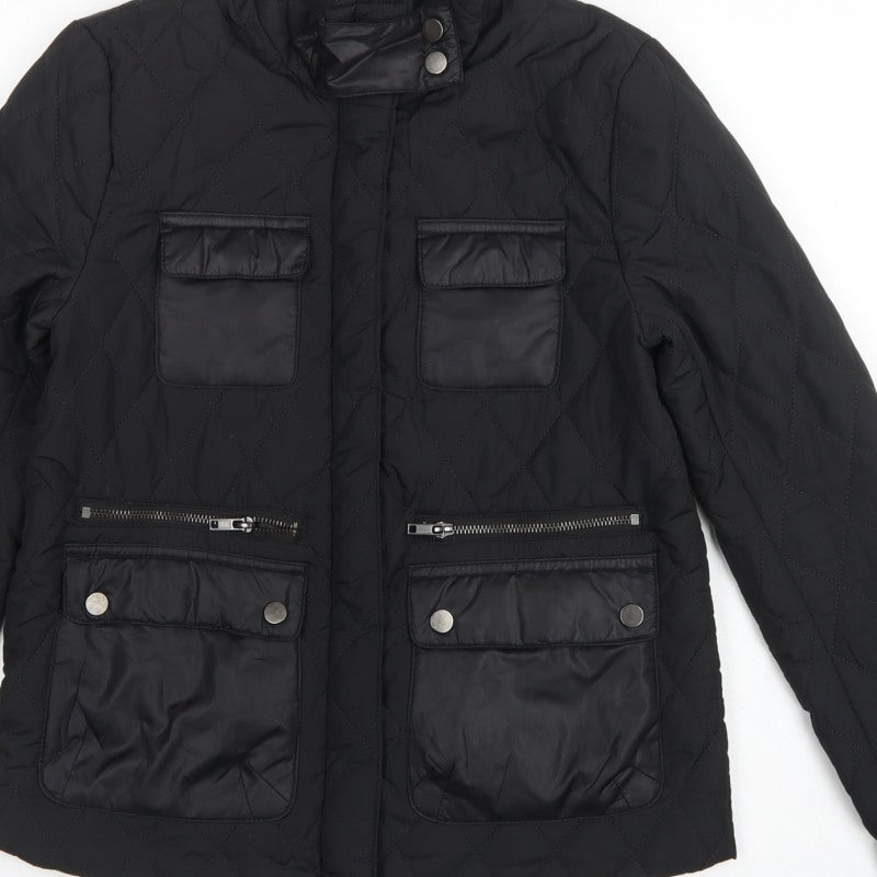 H&M Women’s Black UK 4 Quilted Padded Zip Jacket