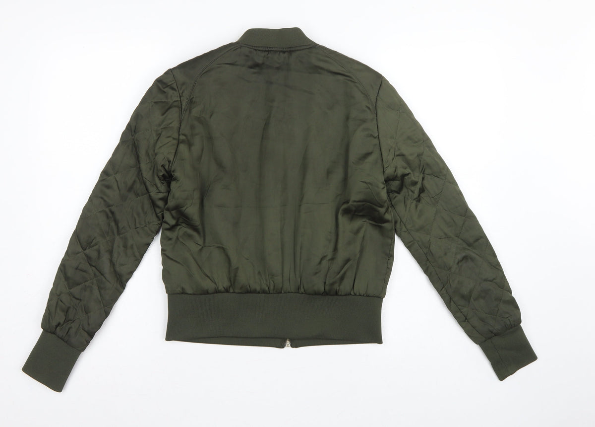 H&M Divided Women’s Green UK 12 Quilted Padded Bomber Jacket