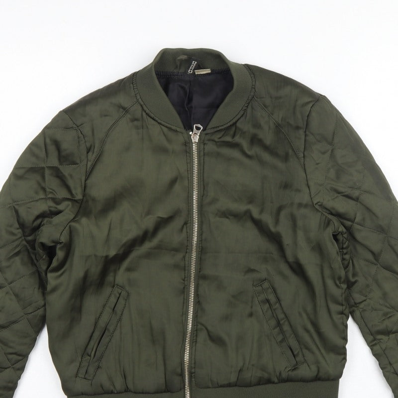 H&M Divided Women’s Green UK 12 Quilted Padded Bomber Jacket