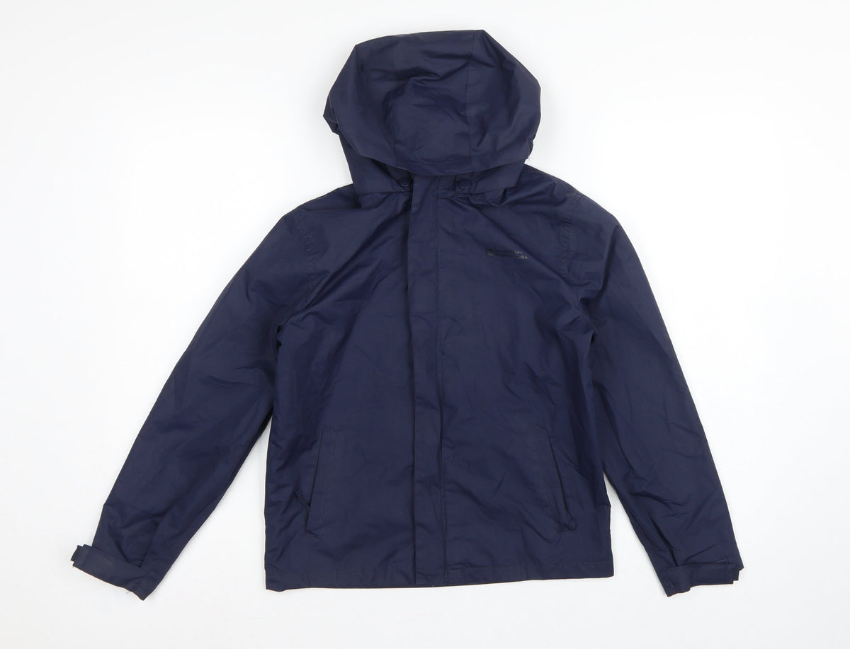 Mountain Warehouse Boys Blue 9-10 Years Hooded Rain Jacket Outdoor