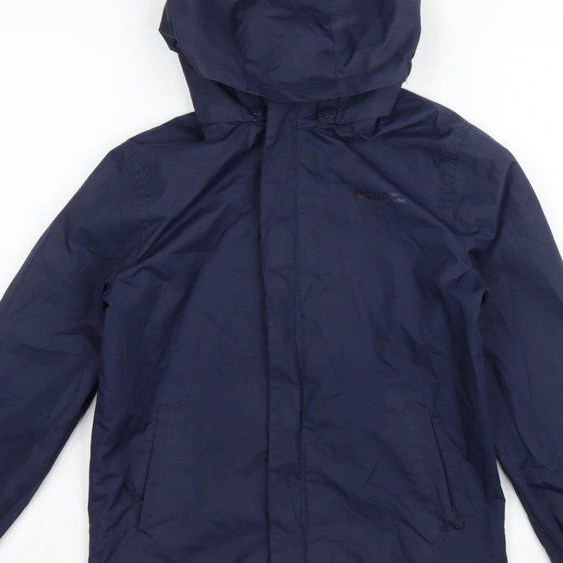 Mountain Warehouse Boys Blue 9-10 Years Hooded Rain Jacket Outdoor