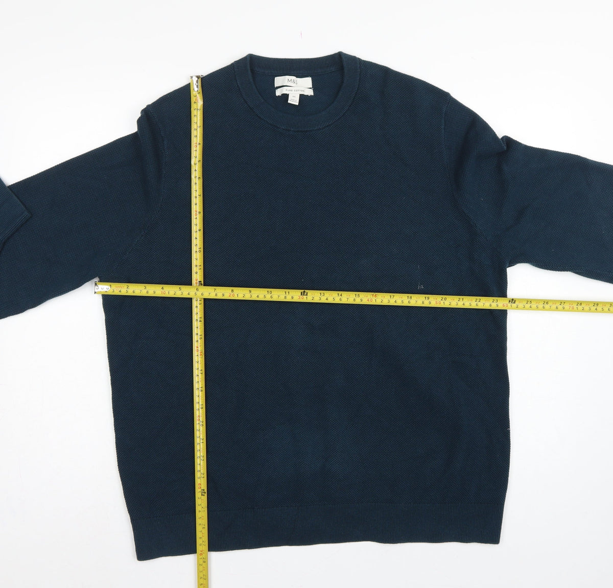 Marks and Spencer Men’s Blue 2XL Cotton Crew Neck Knit Pullover Jumper