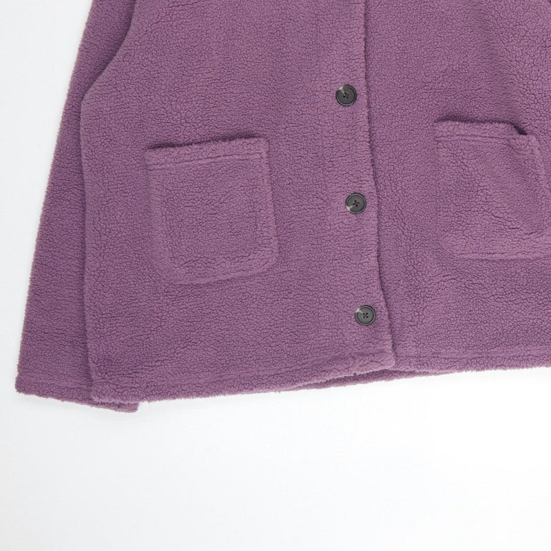 Cotton Traders Women Purple UK 24 Hooded Fleece Button Jacket