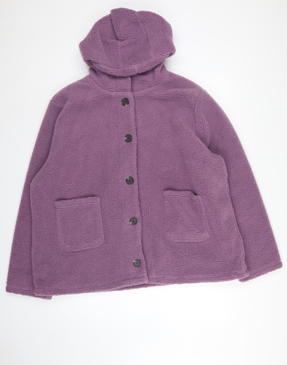 Cotton Traders Women Purple UK 24 Hooded Fleece Button Jacket