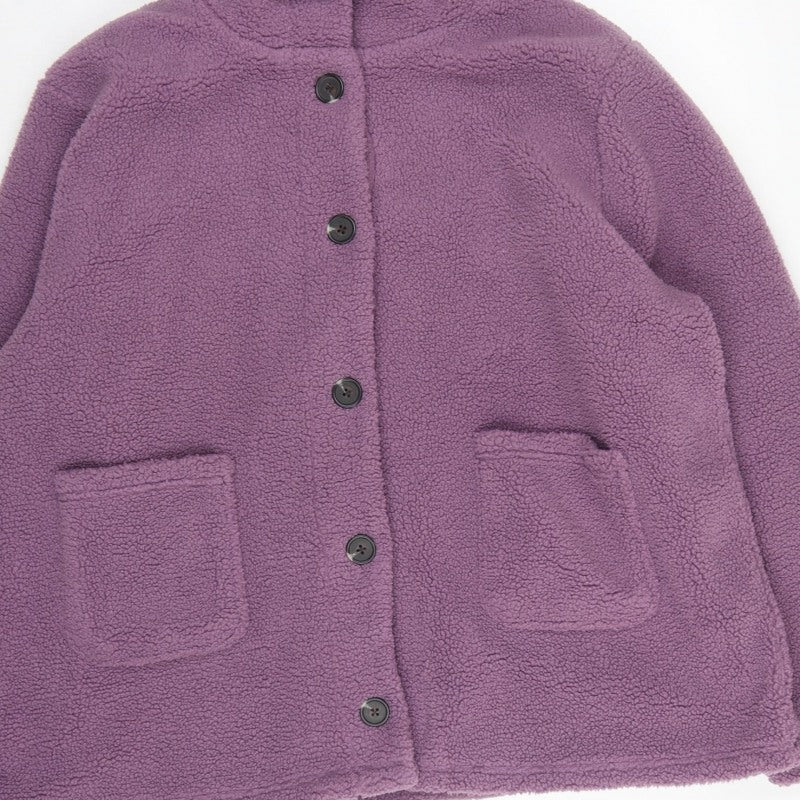 Cotton Traders Women Purple UK 24 Hooded Fleece Button Jacket