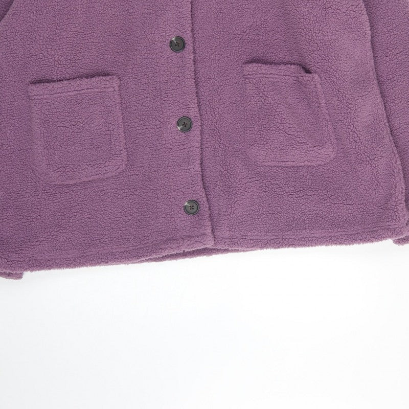 Cotton Traders Women Purple UK 24 Hooded Fleece Button Jacket