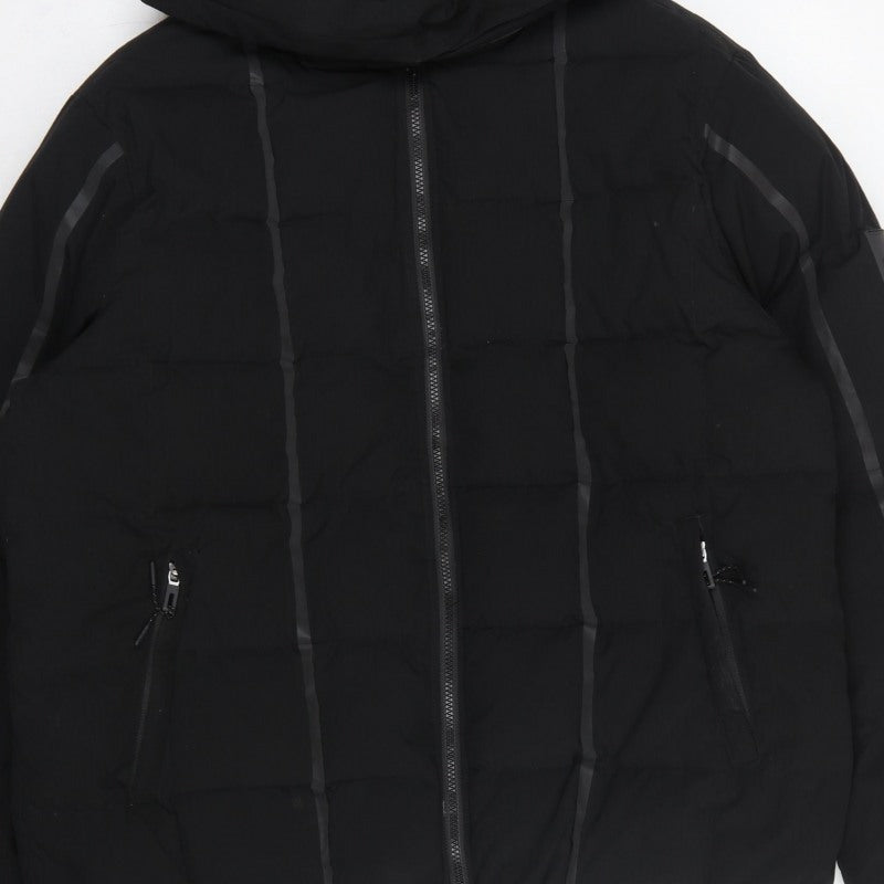 MAN Active Men Black XL Puffer Jacket Hooded Insulated Full Zip